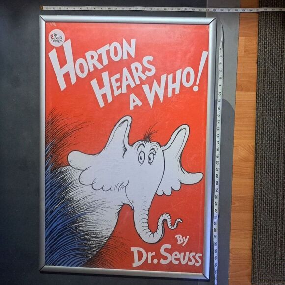 HUGE 3 Foot-Dr. Seuss "Horton Hears a Who" Book Cover Version Rare Framed Poster - Picture 2 of 4